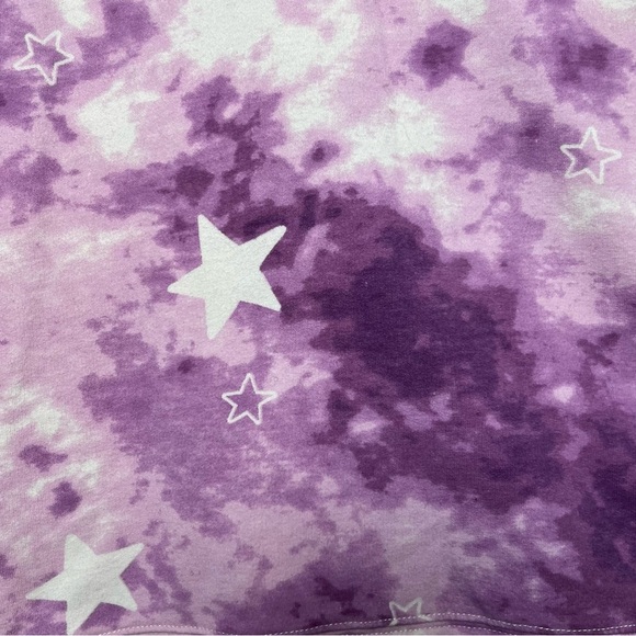 Wildfox Women Sweater Large Purple Tie Dye Stars Crewneck Boxy Lightweight - Picture 6 of 10